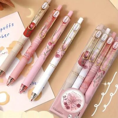 Rose Gel Pen Set 4pcs (Black Ink)