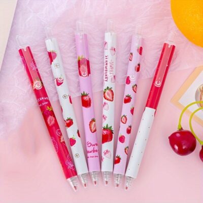 Strawberry Scented Gel Pen Set 6pcs (Black Ink)
