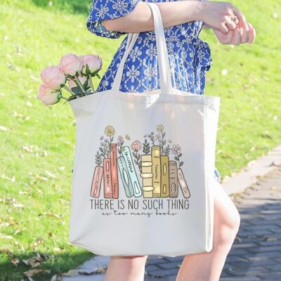 Canvas Tote Bag (There Is No Such Thing As Too Many Books)