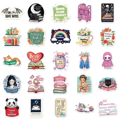 10 Pcs  Funny Reading Books Stickers