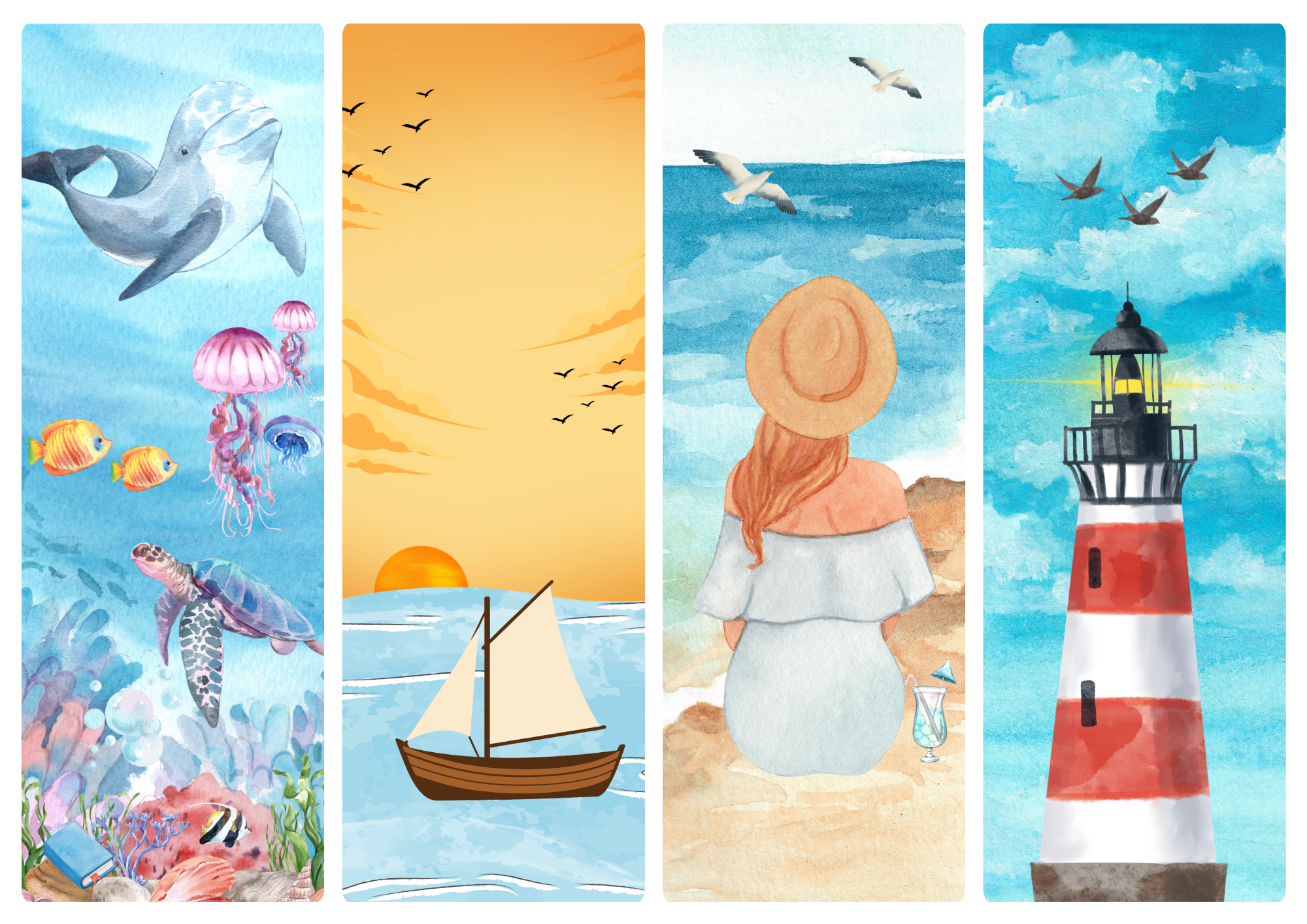 Beach Collection of 4 Bookmarks – Happy Store