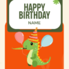 Customized Happy Birthday Card (Dinosaur)